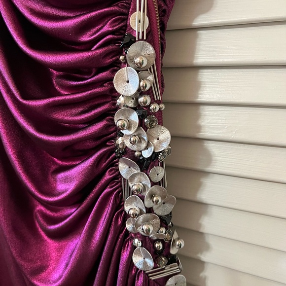 Robert Rodriguez Purple Metallic One Shoulder Gown Size 4 - Picture 6 of 16